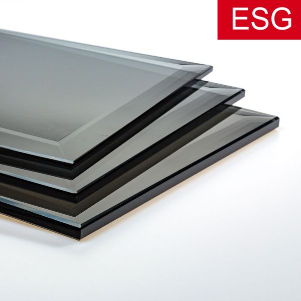Parsol-Grau Glas mit Facettenschliff als ESG - Sicherheitsglas   