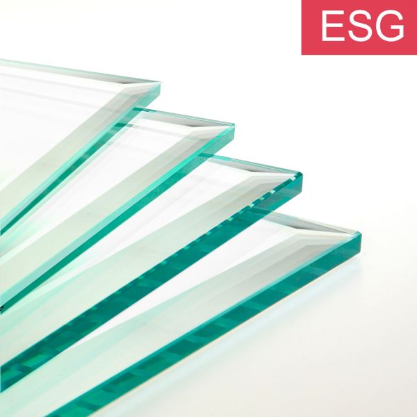 Normales klares Glas mit Facettenschliff als ESG - Sicherheitsglas   