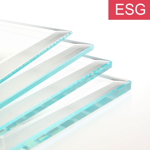 OptiWhite-Glas (Supertransparent) mit Facettenschliff als ESG - Sicherheitsglas   