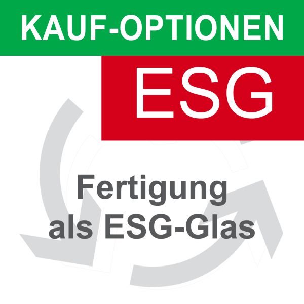 Auftragsänderung zu Bestell-Nr. . Gesamt-Aufpreis. Fertigung Ihres Auftrags als ESG-Glas, Einscheiben-Sicherheits-Glas. Lieferzeit ca. 2-3 Wochen. Alles Weitere bleibt unverändert.   